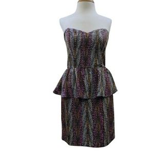 Corey Lynn Calter Strapless Peplum Mini Dress Anthropologie Retro Prom